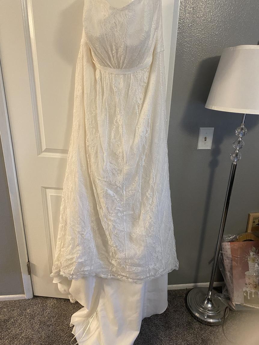 David's Bridal Plus Size 20 Wedding Strapless Lace White Floor Length Maxi on Queenly