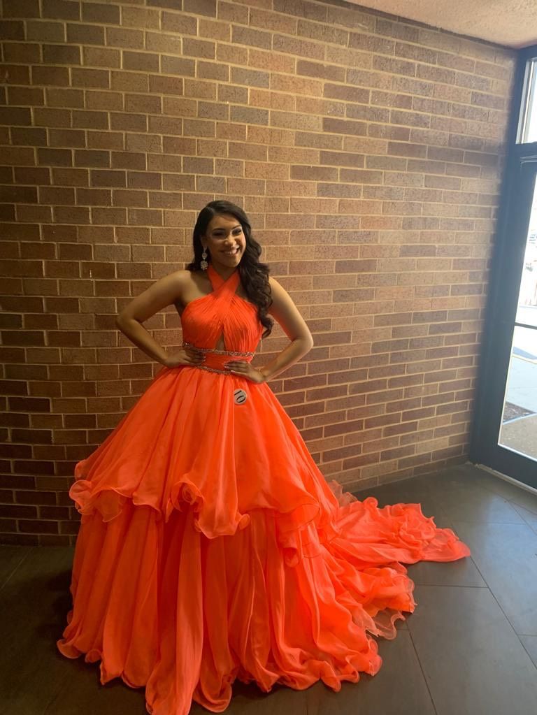 Jonathon kayne Size 8 Prom Halter Coral Ball Gown on Queenly