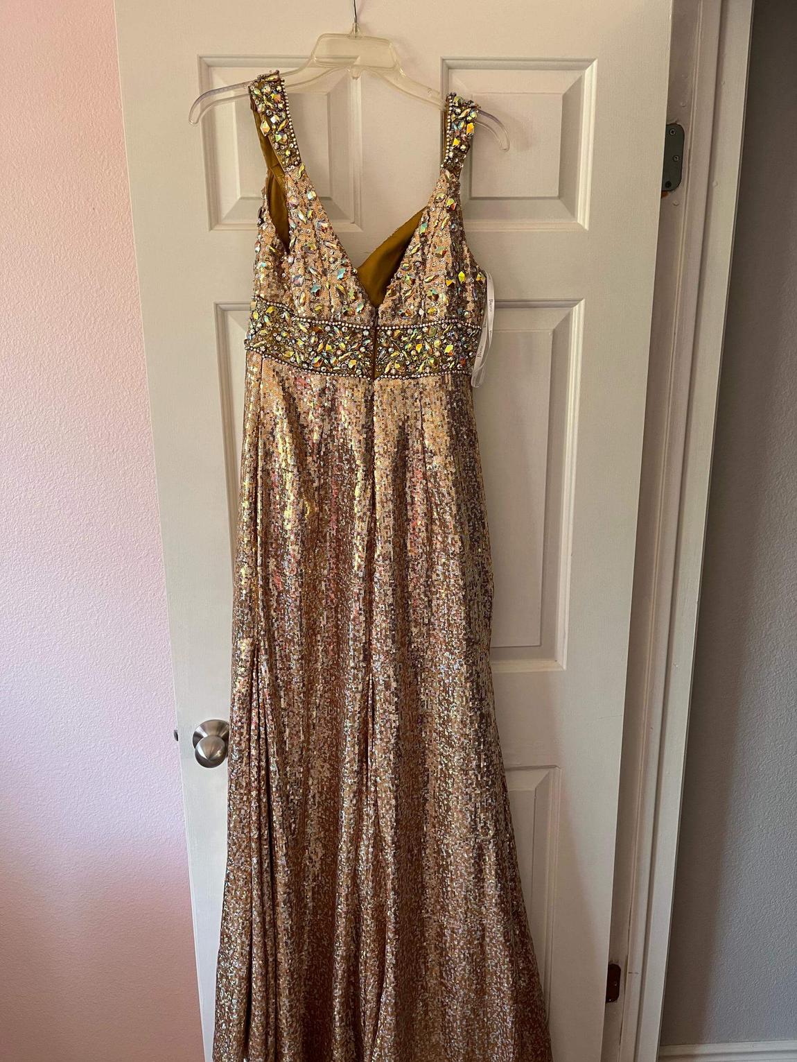 Panoply Size 12 Sequined Gold Floor Length Maxi on Queenly