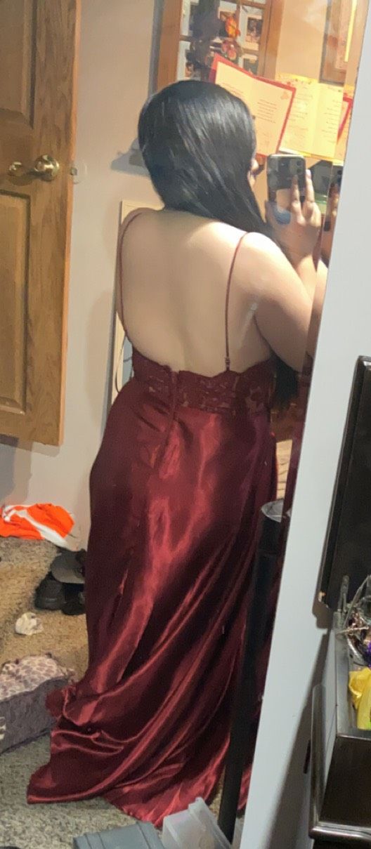 Size 12 Prom Burgundy Red A-line Dress on Queenly