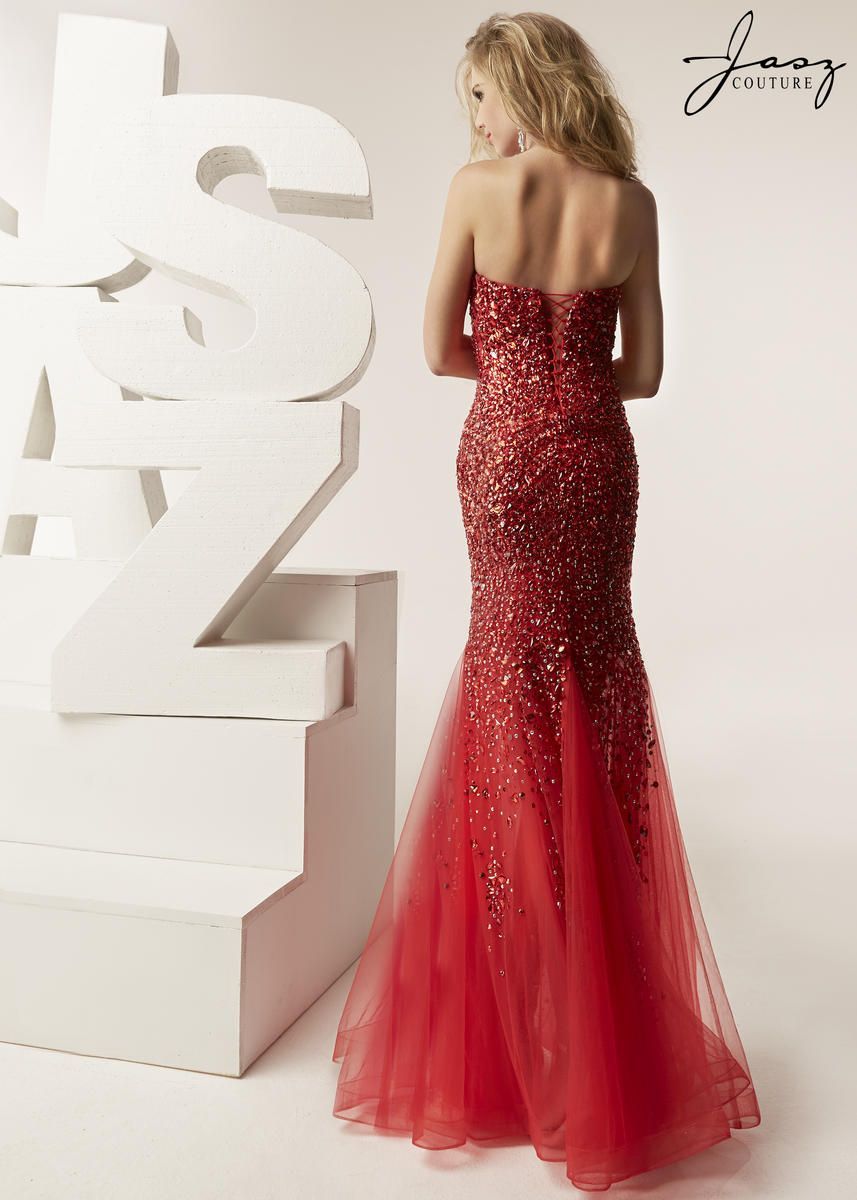 Style 5031 jazs couture Size 2 Prom Strapless Red A-line Dress on Queenly