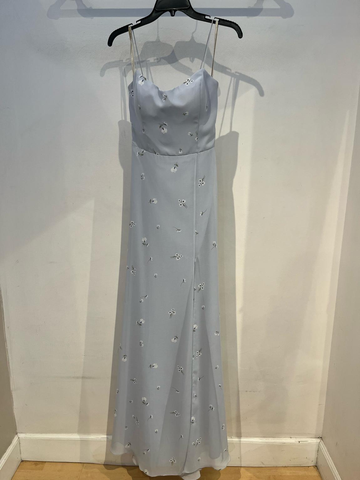 Jenny Yoo Size 8 Bridesmaid Floral Blue Side Slit Dress on Queenly
