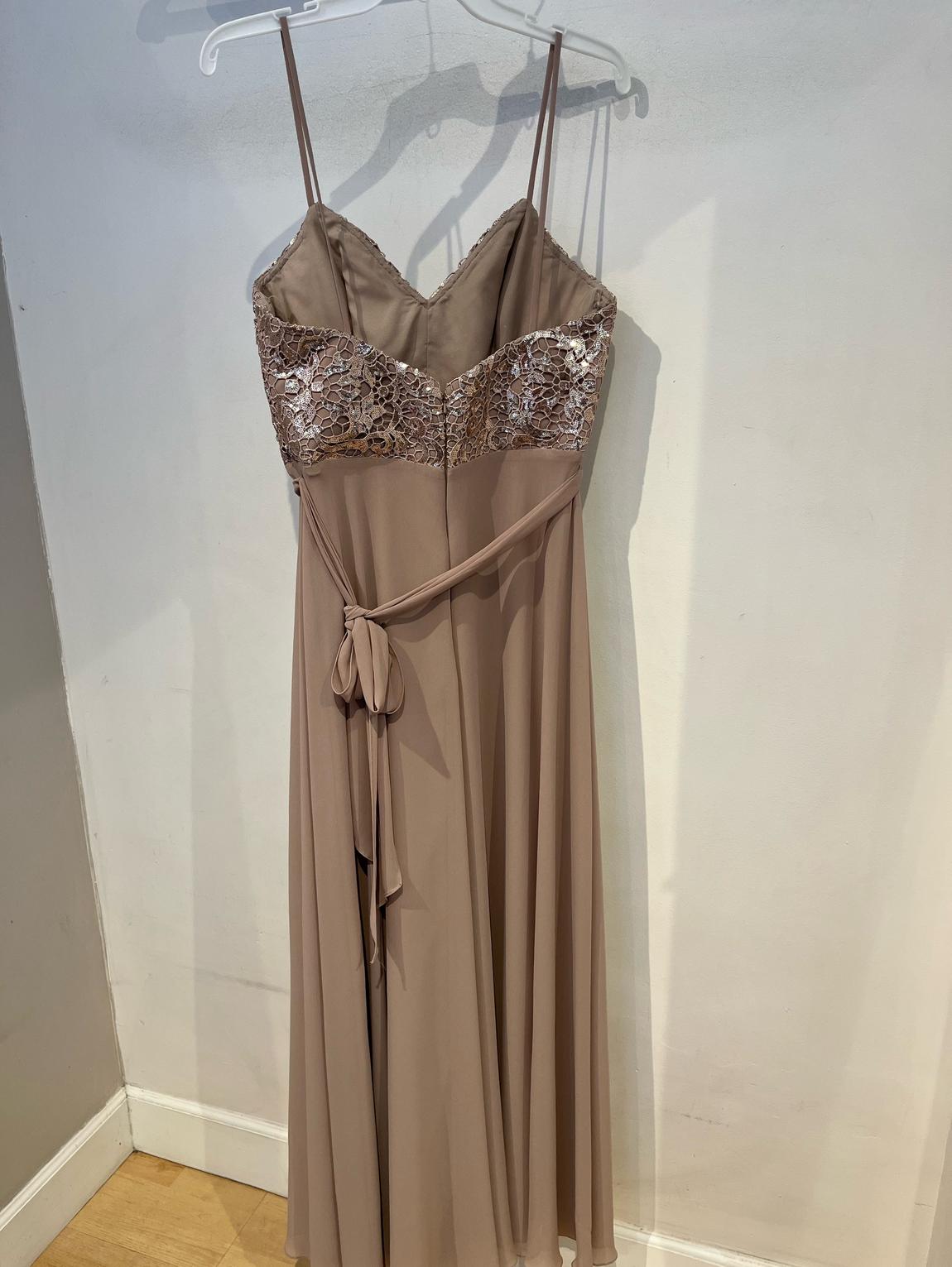 Amsale Size 12 Bridesmaid Lace Nude A-line Dress on Queenly