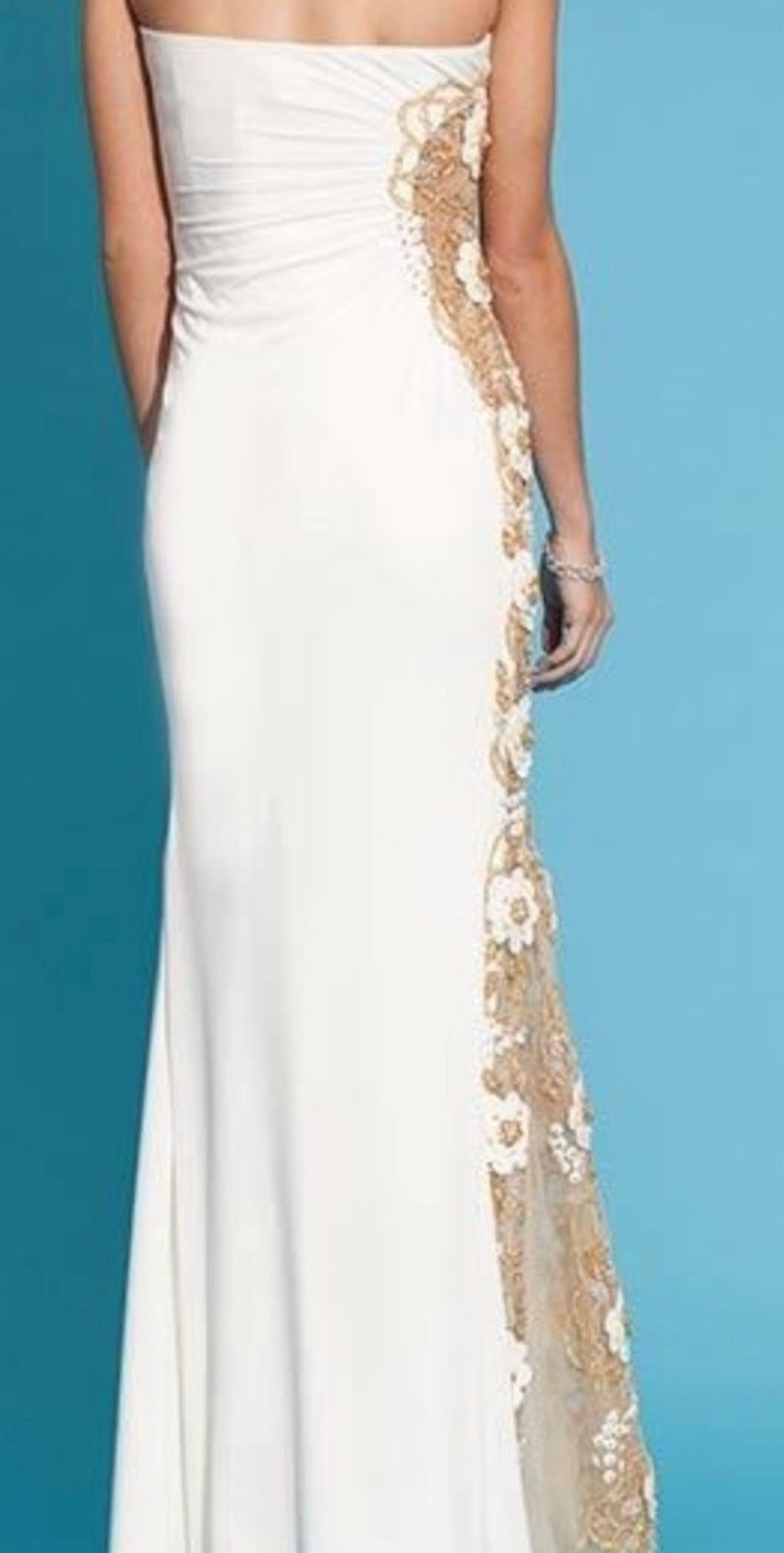 Jovani Size 8 Prom Sequined White Floor Length Maxi on Queenly