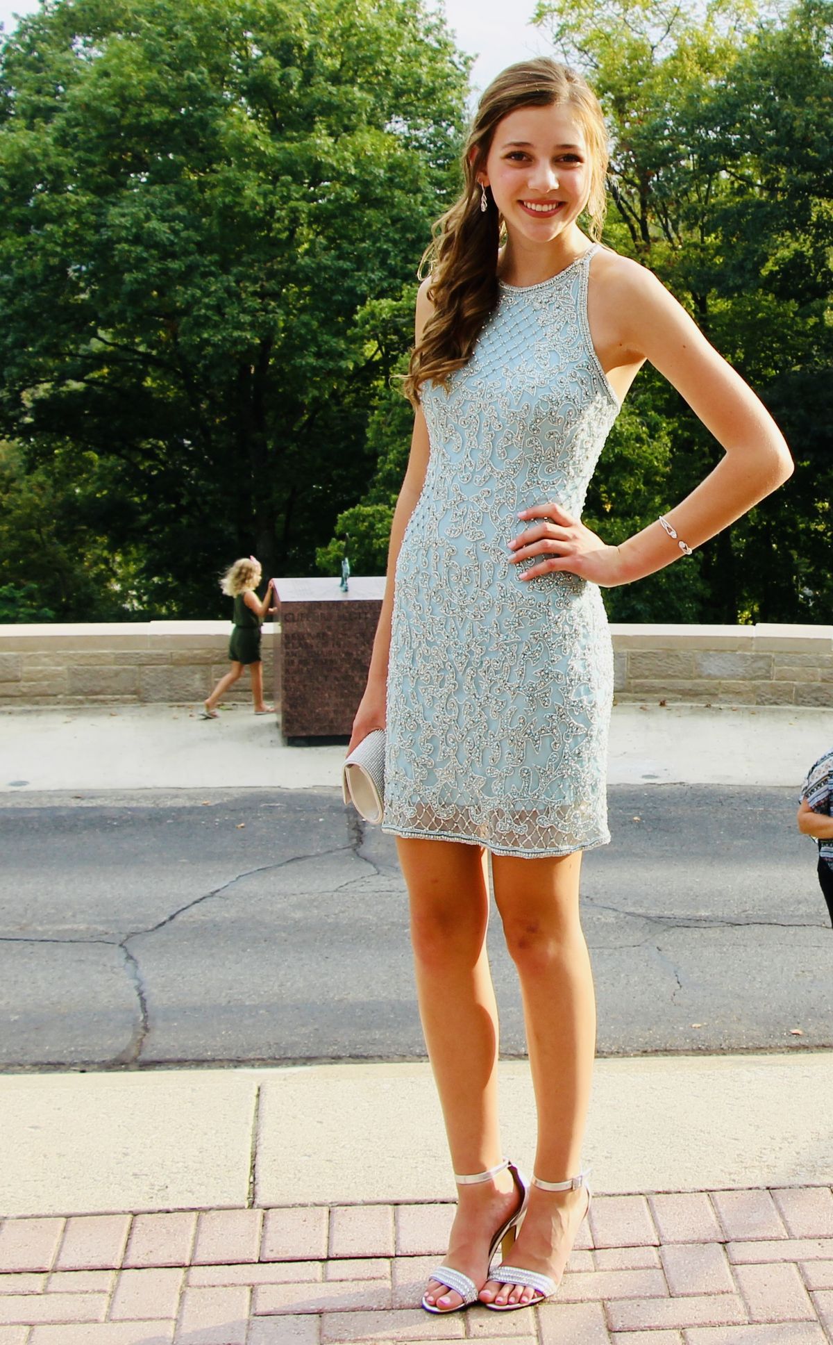 Sherri Hill Size 00 Homecoming Halter Lace Light Blue Cocktail Dress on Queenly
