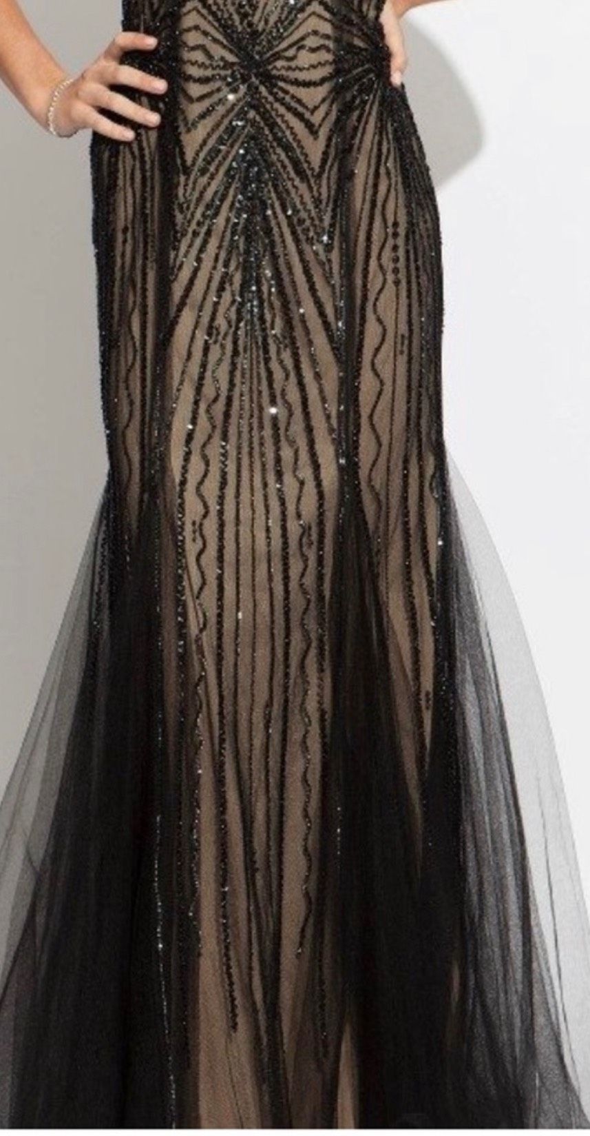 Jovani Size 12 Prom Strapless Lace Black Mermaid Dress on Queenly