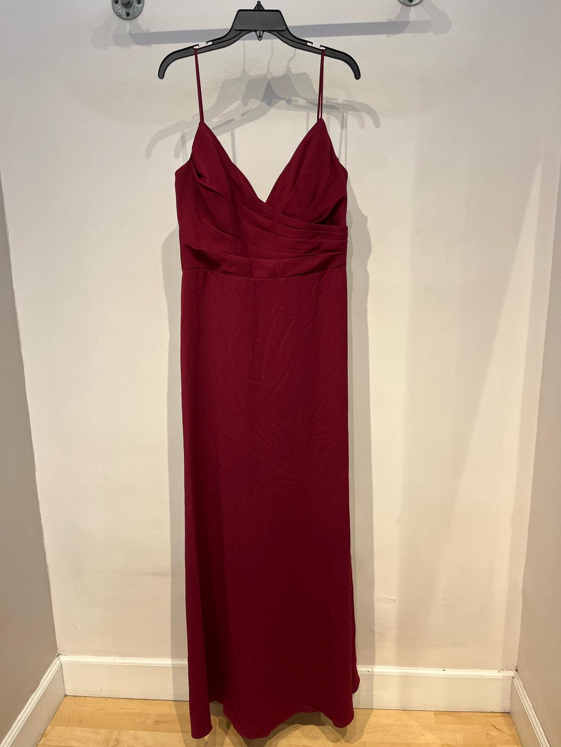 Hayley Paige Size 14 Bridesmaid Burgundy Red Floor Length Maxi on Queenly