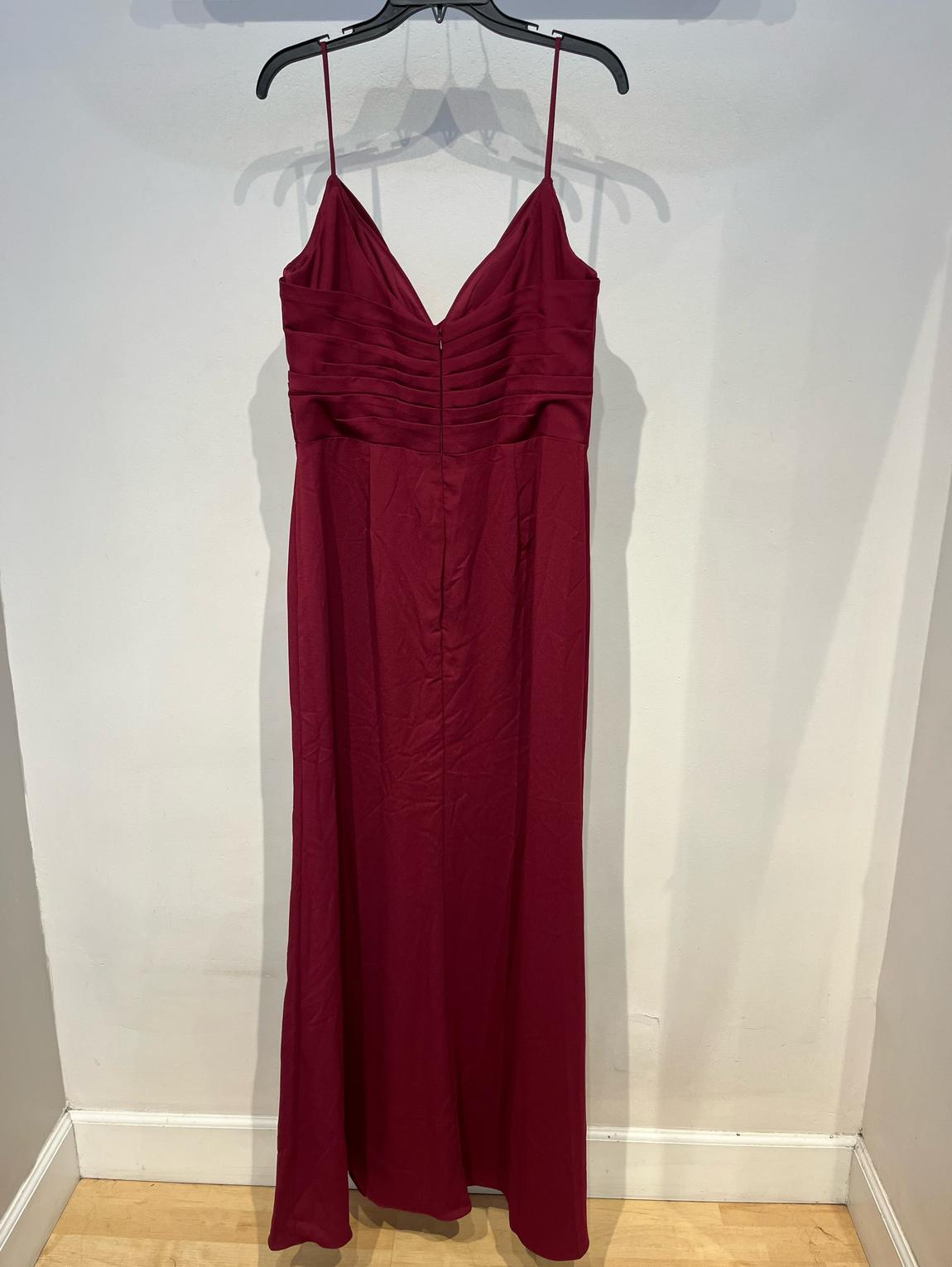 Hayley Paige Size 14 Bridesmaid Burgundy Red Floor Length Maxi on Queenly