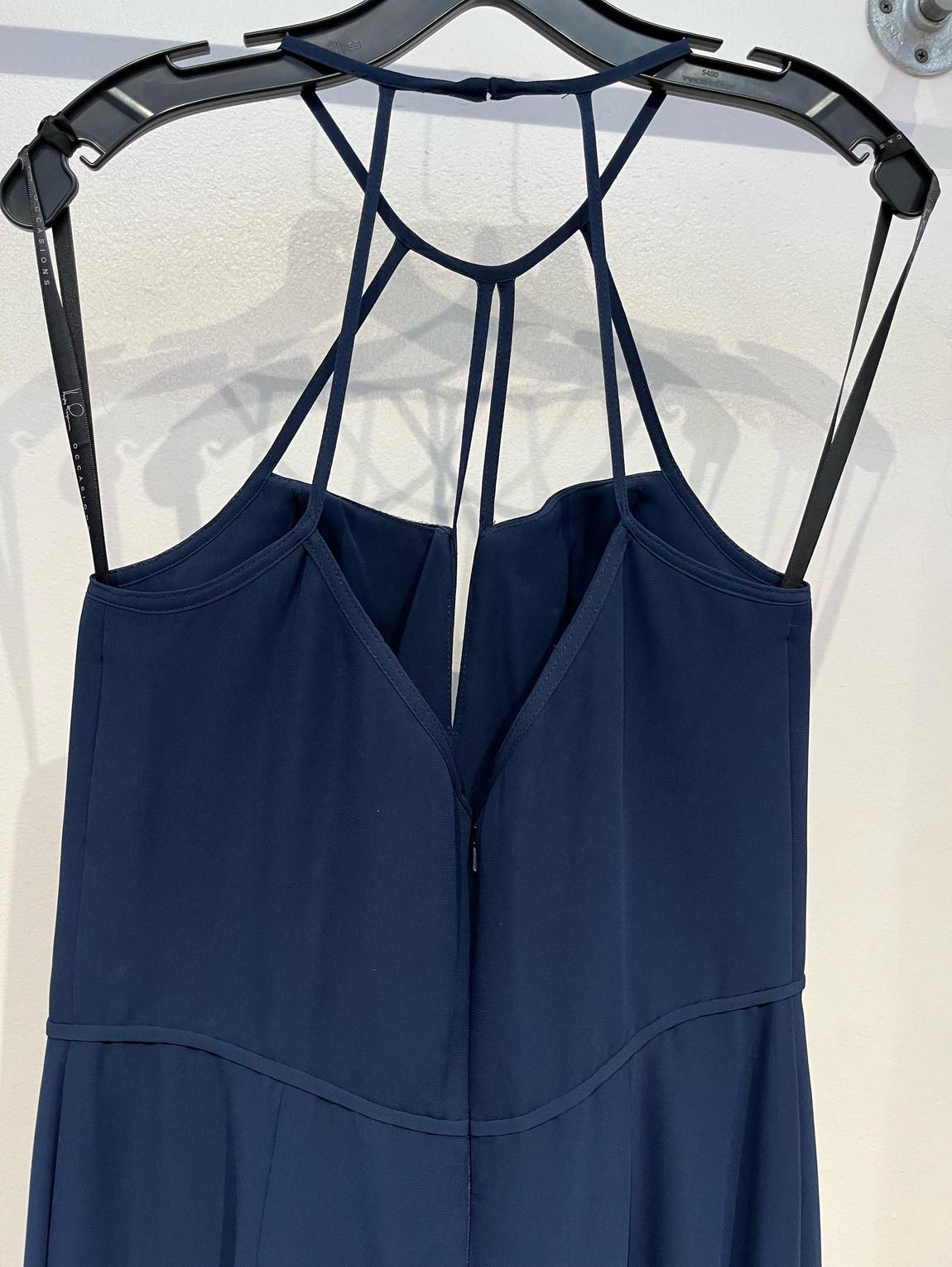 Hayley Paige Size 10 Bridesmaid High Neck Navy Blue A-line Dress on Queenly