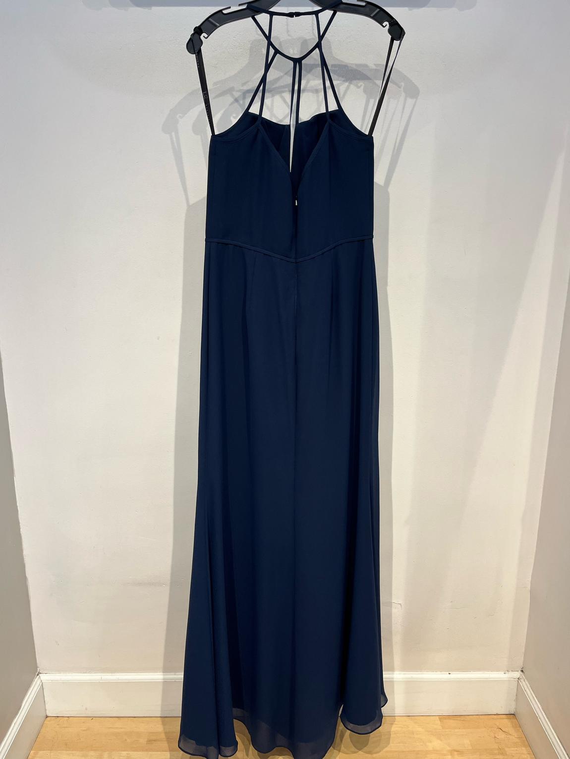 Hayley Paige Size 10 Bridesmaid High Neck Navy Blue A-line Dress on Queenly