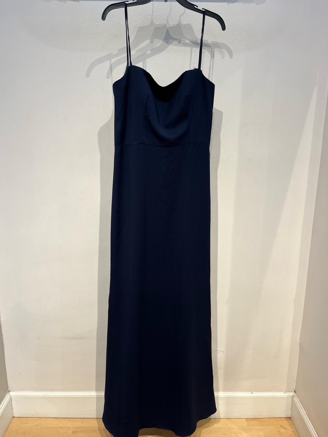 Hayley Paige Size 12 Bridesmaid Lace Navy Blue Floor Length Maxi on Queenly