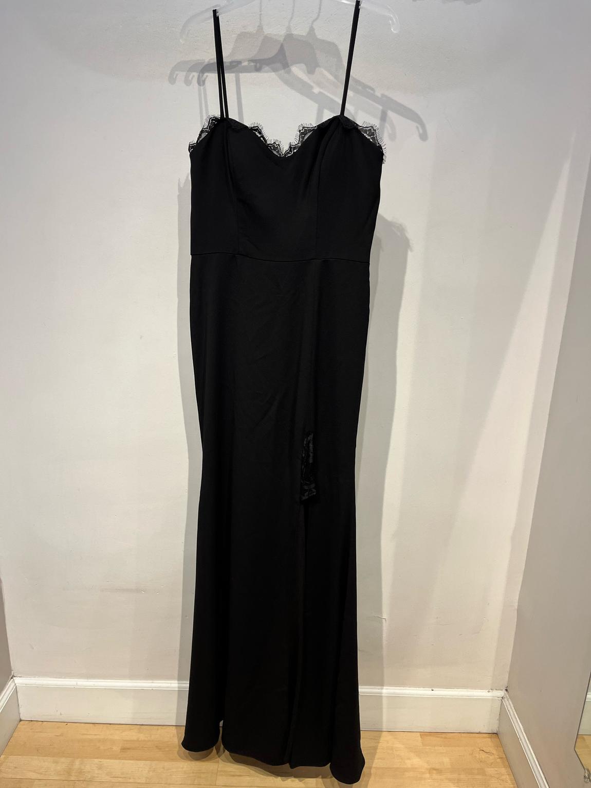 Hayley Paige Size 10 Bridesmaid Lace Black Side Slit Dress on Queenly