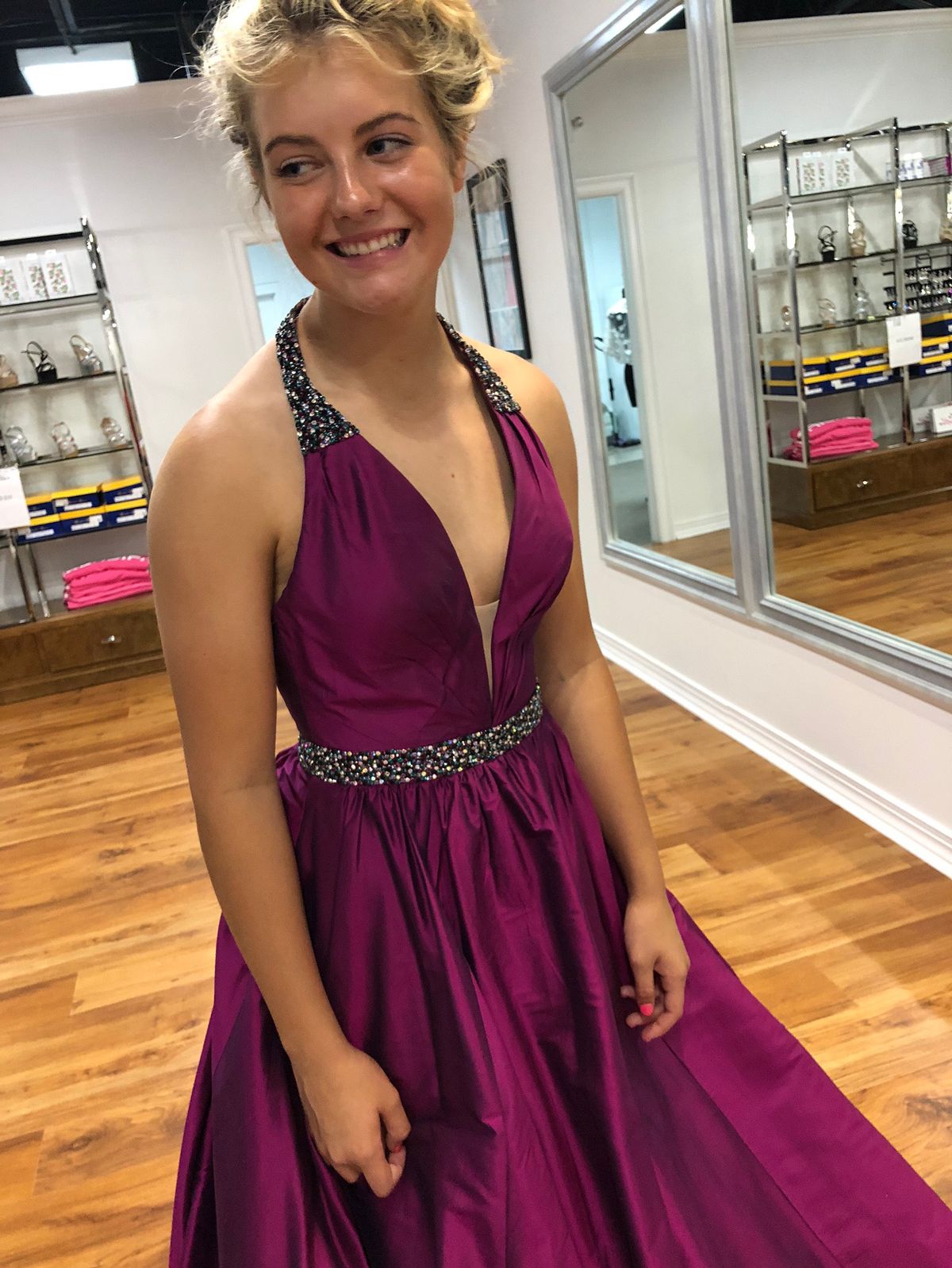 Jovani Couture Size 0 Prom Halter Sequined Purple A-line Dress on Queenly