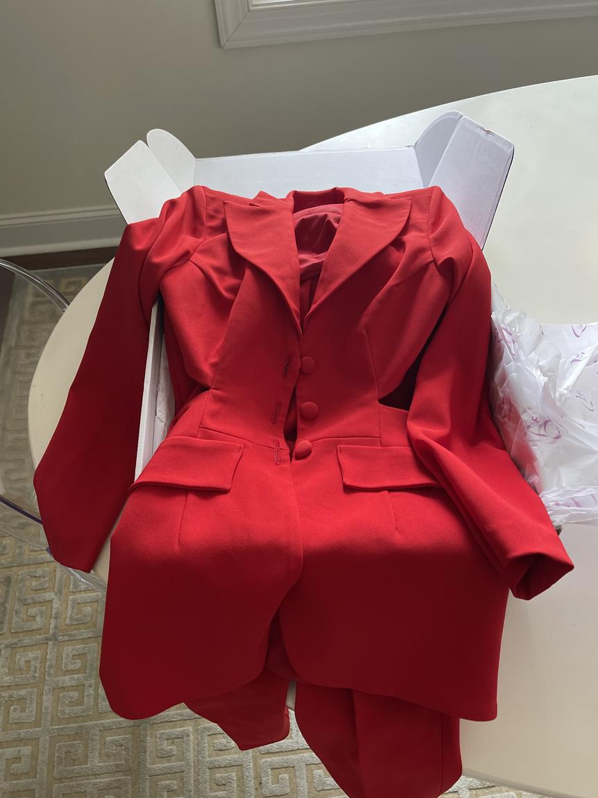 Size 0 Red Formal Jumpsuit on Queenly