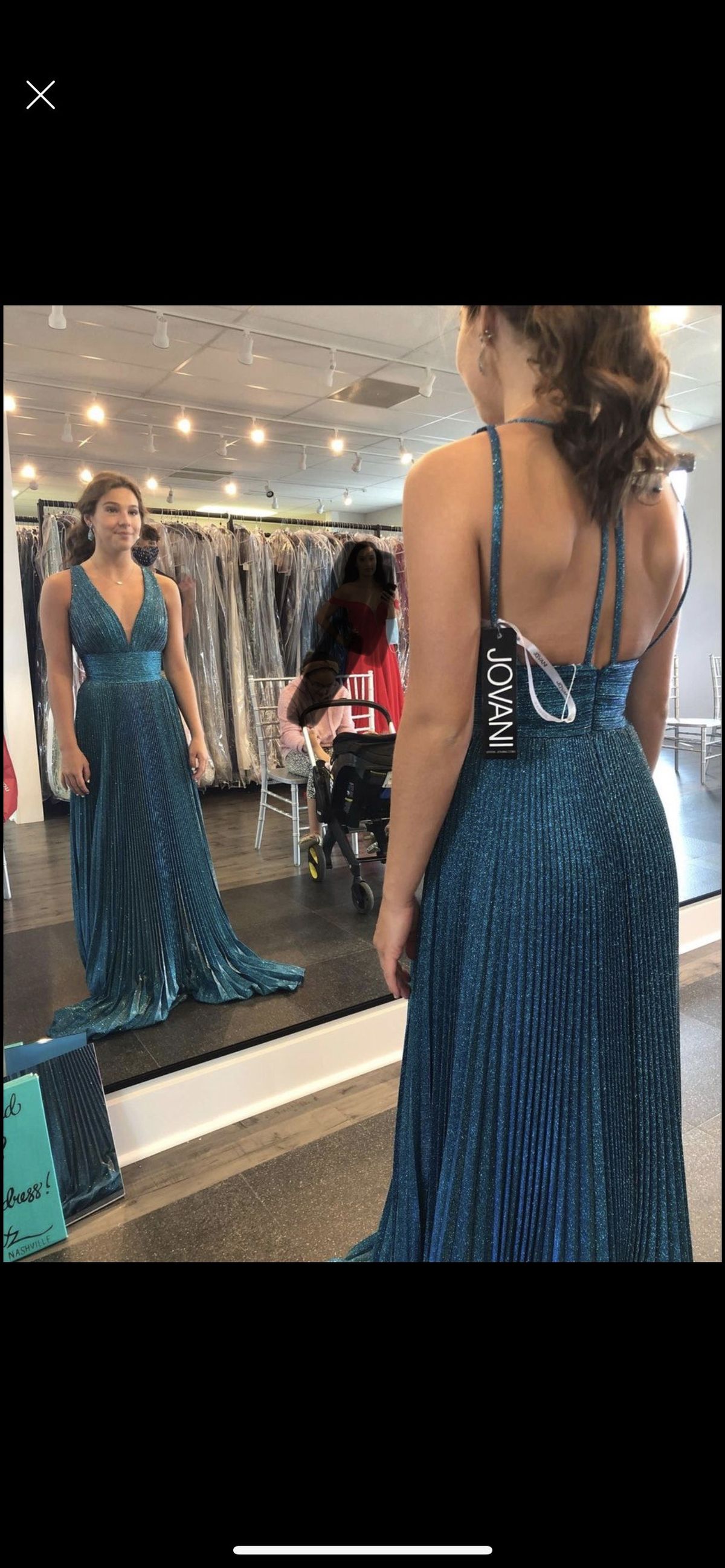 Jovani Size 2 Prom Plunge Sequined Royal Blue Ball Gown on Queenly