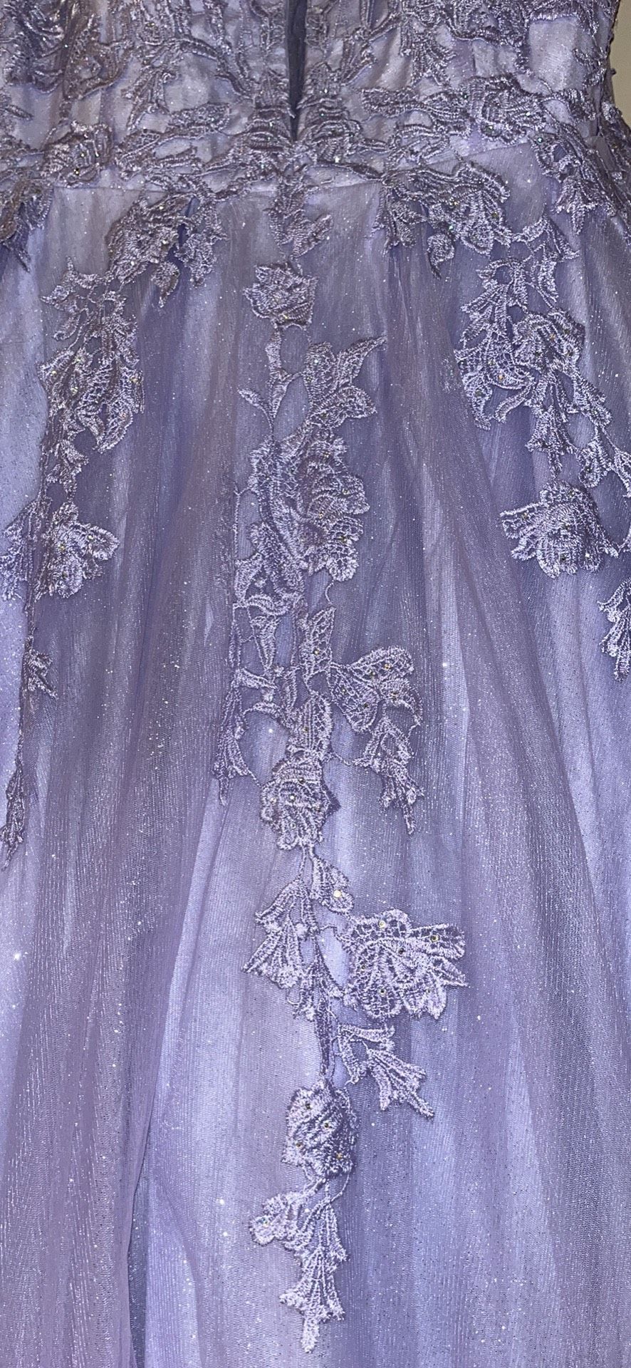 Plus Size 18 Prom Lace Purple Ball Gown on Queenly