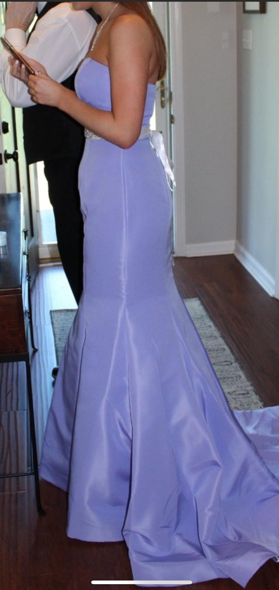 Sherri Hill Size 8 Bridesmaid Strapless Satin Light Purple Mermaid Dress on Queenly