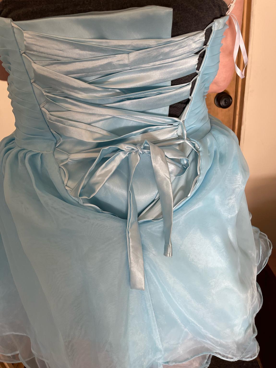 Size 10 Sequined Light Blue Ball Gown on Queenly