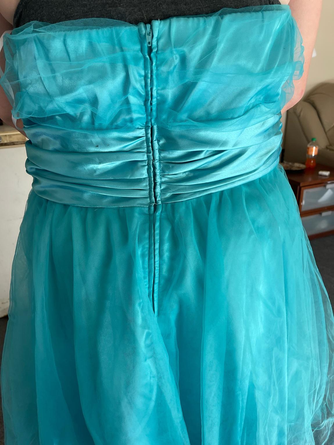 Plus Size 18 Sequined Light Blue Ball Gown on Queenly