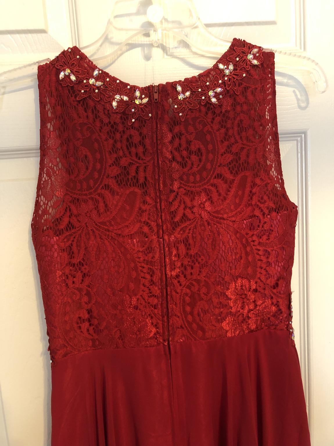 Size 2 Sequined Red A-line Dress on Queenly