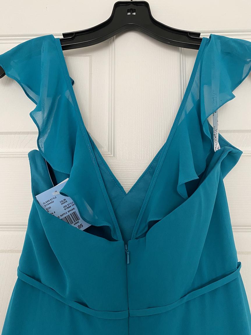 David's Bridal Size 6 Bridesmaid Turquoise Blue Side Slit Dress on Queenly