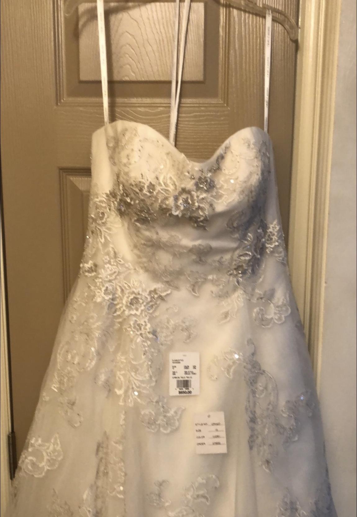 Oleg Cassini Size 10 Strapless White Ball Gown on Queenly