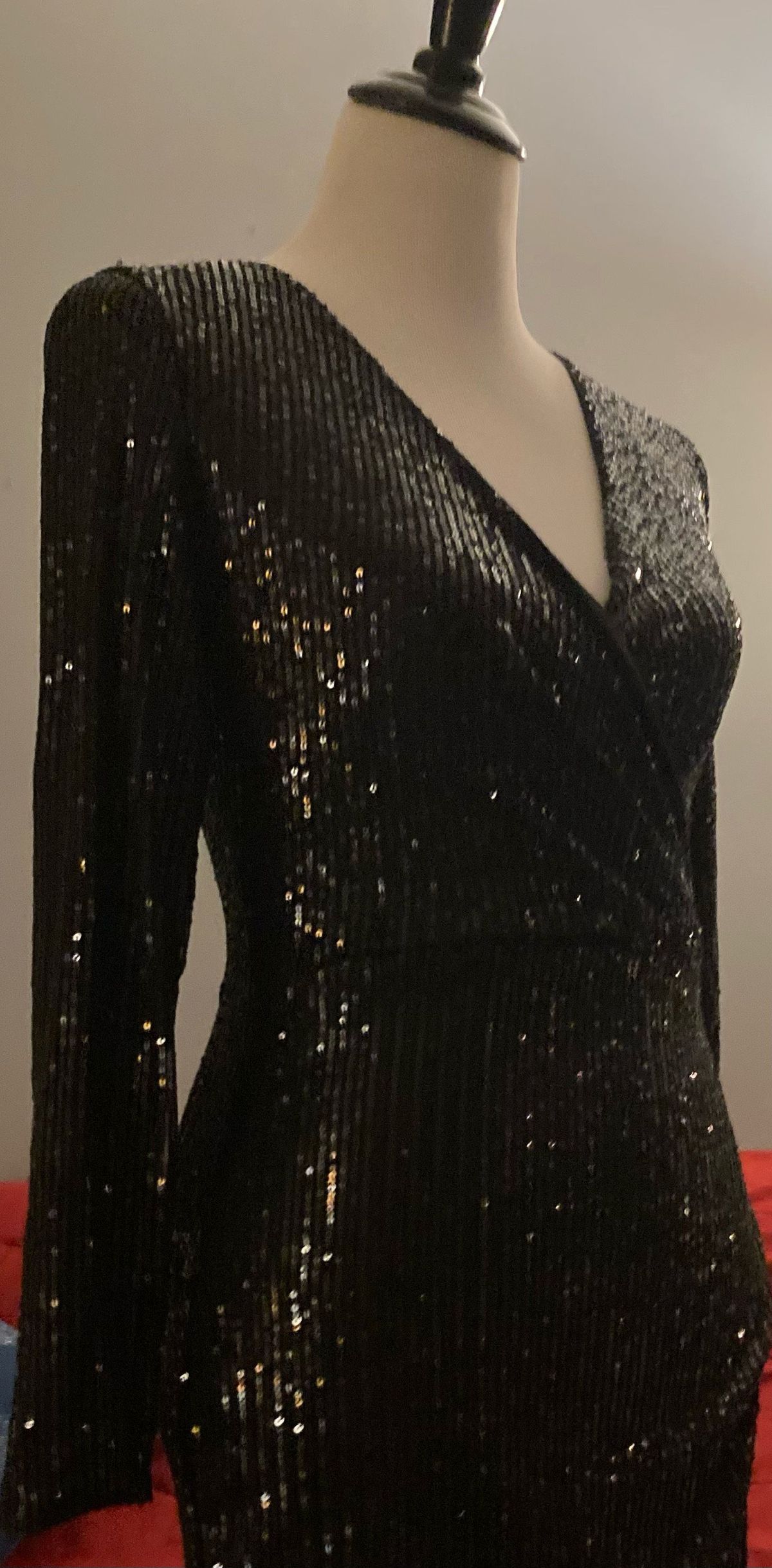 CBR Exclusive Selection Size 6 Sequined Black Cocktail Dress on Queenly