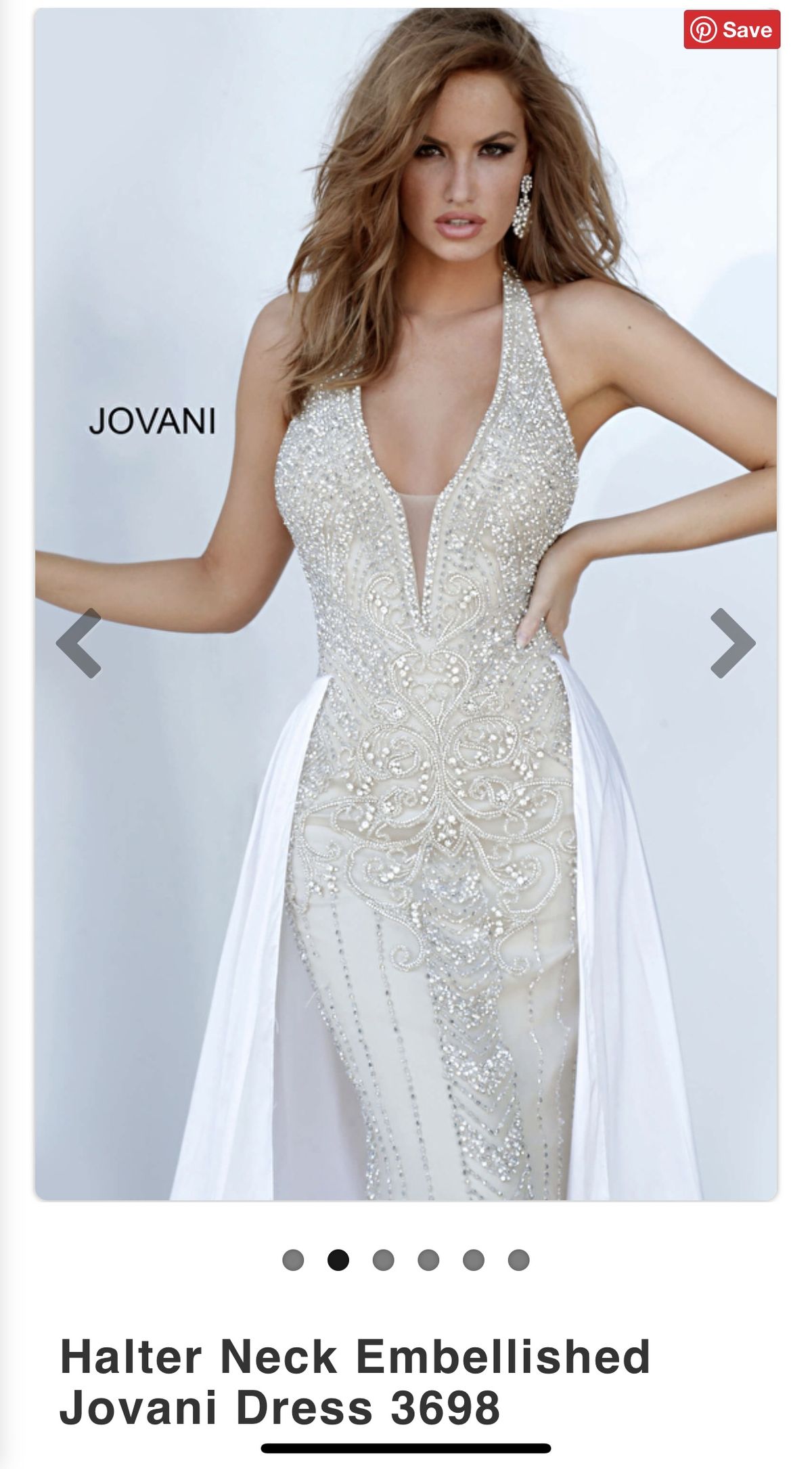 Style 3698 Jovani Size 4 Wedding Plunge Sequined Nude Dress With Train on Queenly