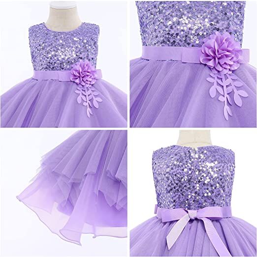 Girls Size 3 Bridesmaid Lace Purple Ball Gown on Queenly