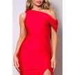 Size 6 One Shoulder Red A-line Dress on Queenly