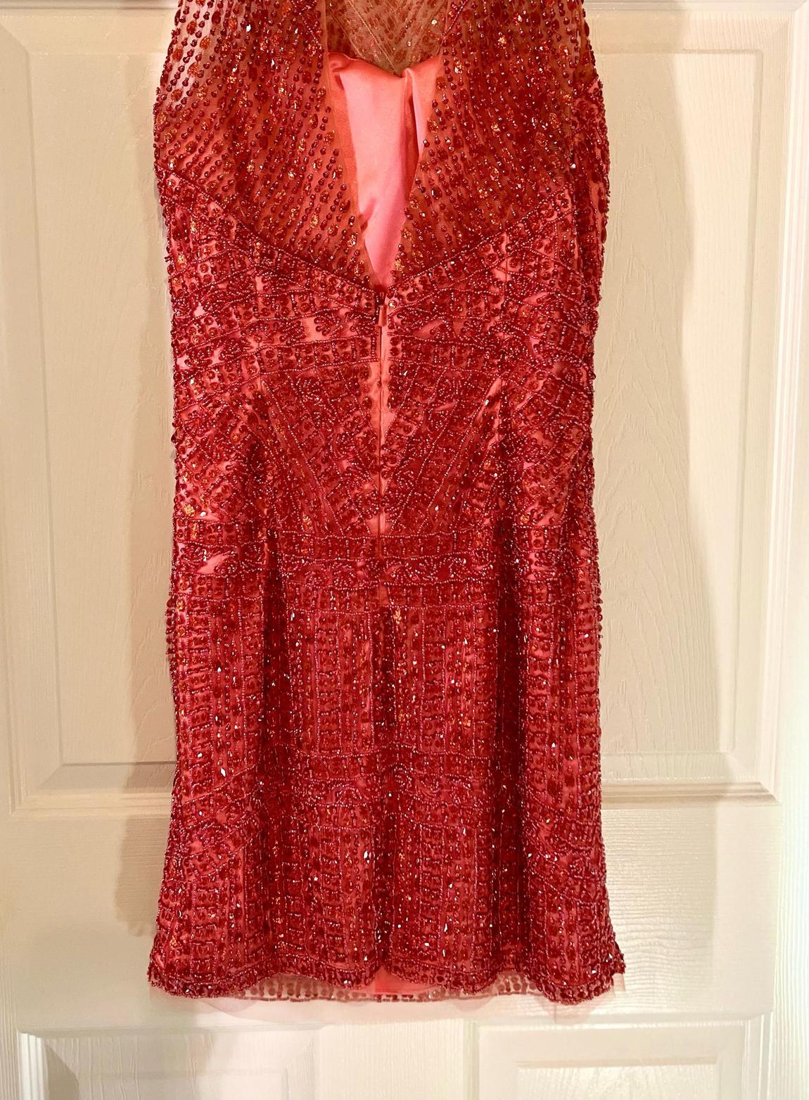 Sherri Hill Size 10 Homecoming High Neck Sequined Hot Pink Cocktail Dress on Queenly