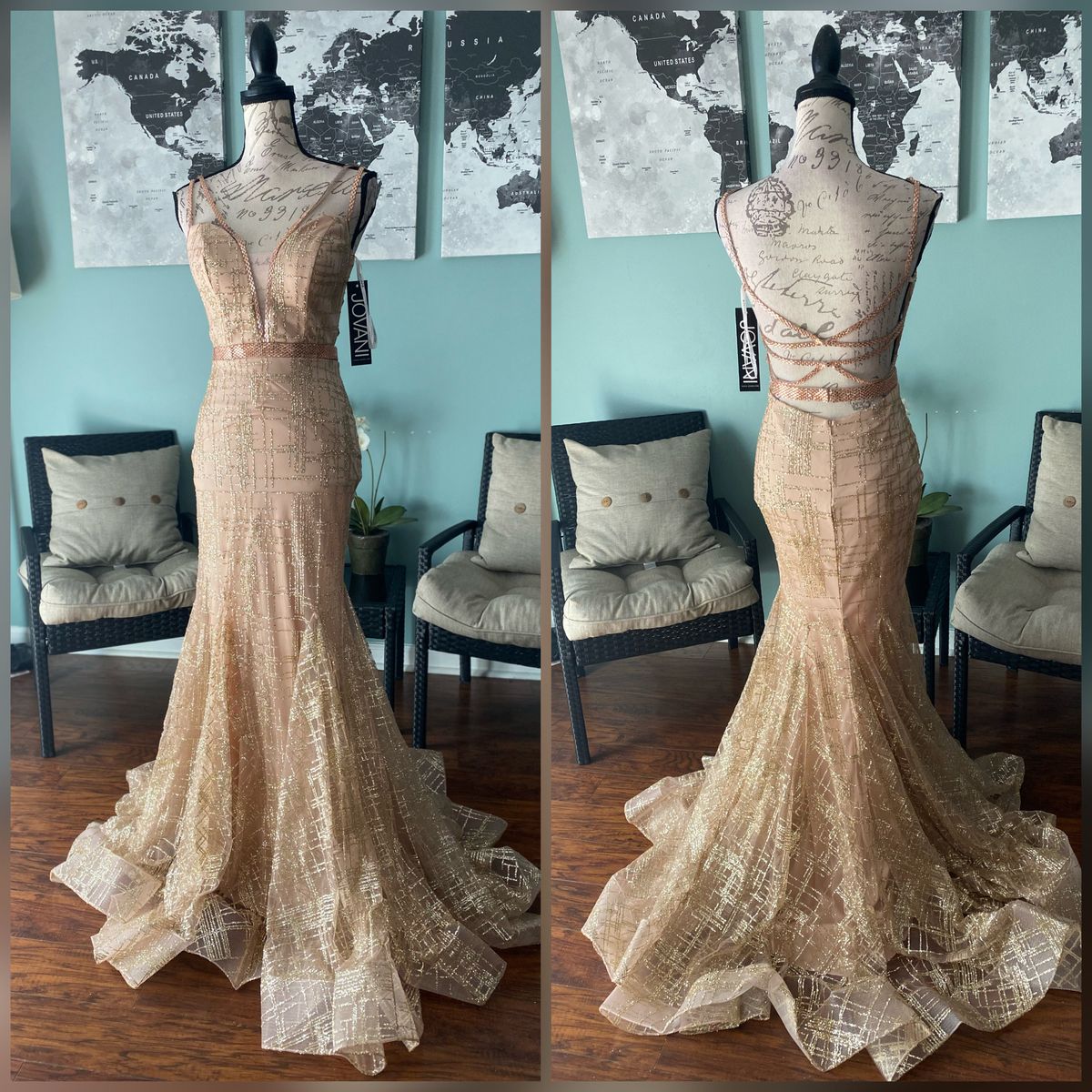 Jovani Size 0 Prom Gold Mermaid Dress on Queenly