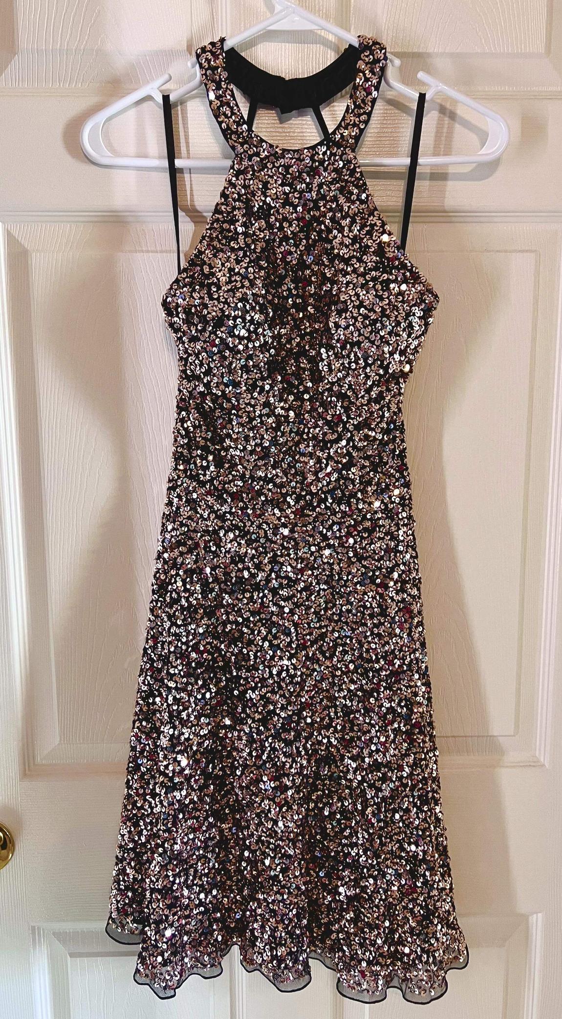 Ashley Lauren Size 2 Sequined Rose Gold Cocktail Dress on Queenly