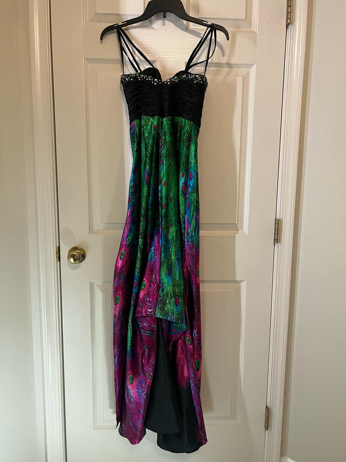Night Moves Size 4 Satin Multicolor Side Slit Dress on Queenly