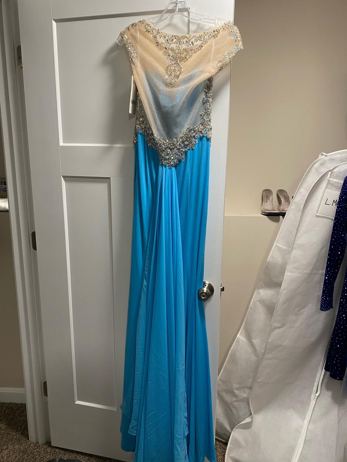 Tiffany Designs Size 8 Blue Floor Length Maxi on Queenly