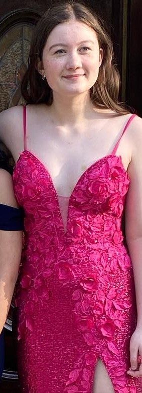 Jovani Size 2 Prom Plunge Sequined Hot Pink Floor Length Maxi on Queenly