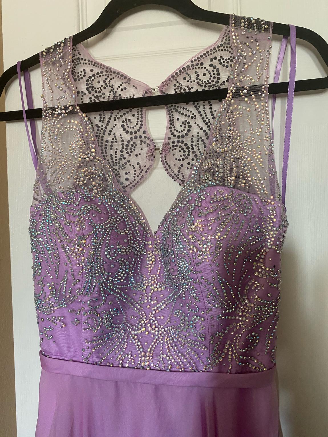 La Femme Size 10 Sequined Purple Floor Length Maxi on Queenly