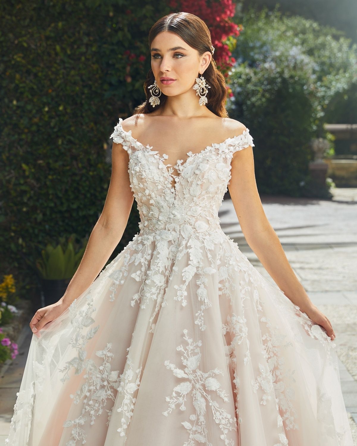 Style 2406 Evelina casablanca Size 10 Wedding Off The Shoulder Sequined Pink A-line Dress on Queenly