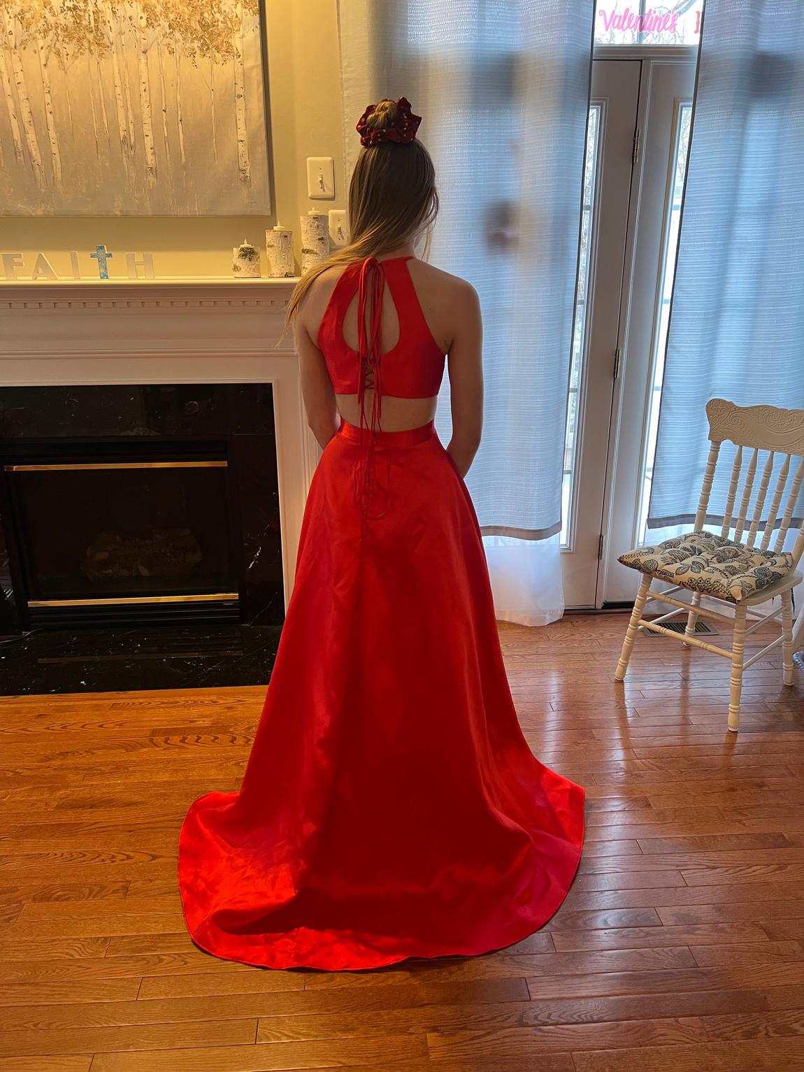 B. Smart Size 0 Prom Halter Red Ball Gown on Queenly