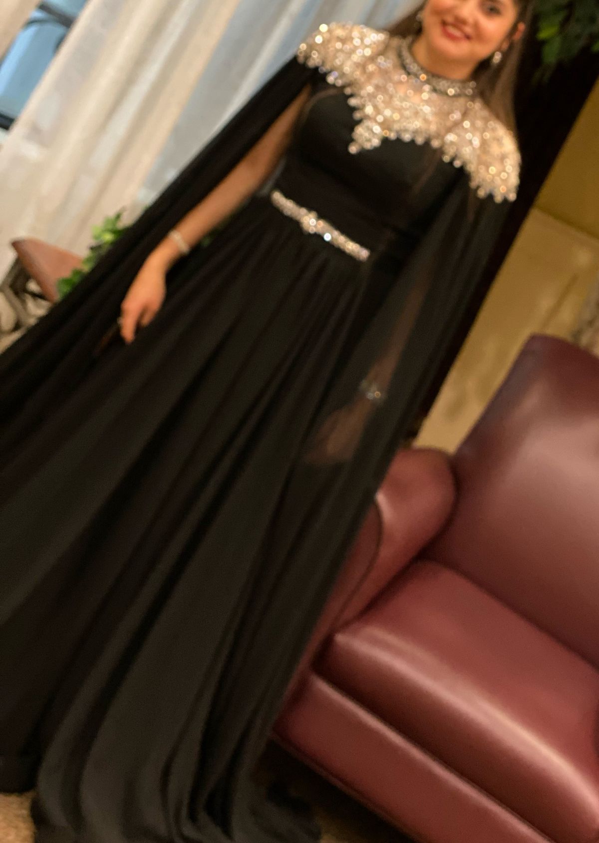 Size 6 Prom Long Sleeve Black Dress With Train on Queenly