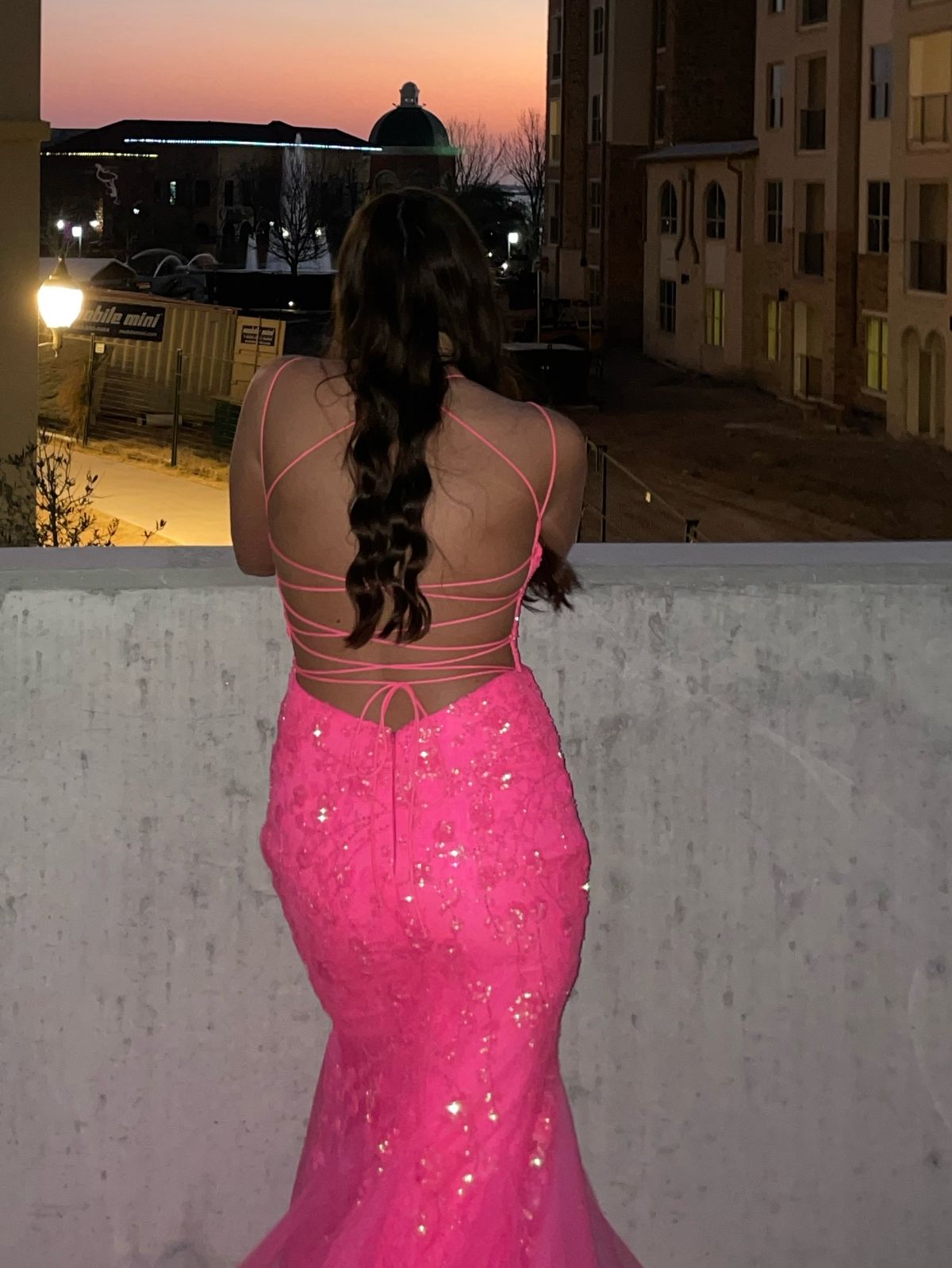 amarra Size 6 Prom Sequined Hot Pink Mermaid Dress on Queenly