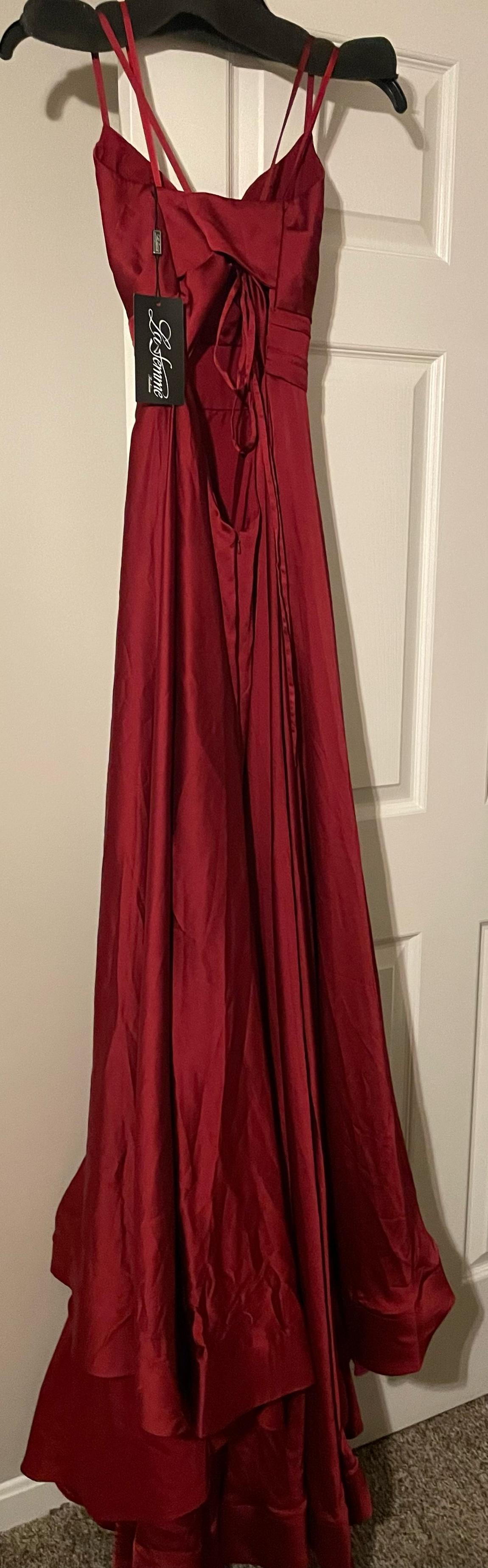 La Femme Size 6 Satin Red A-line Dress on Queenly
