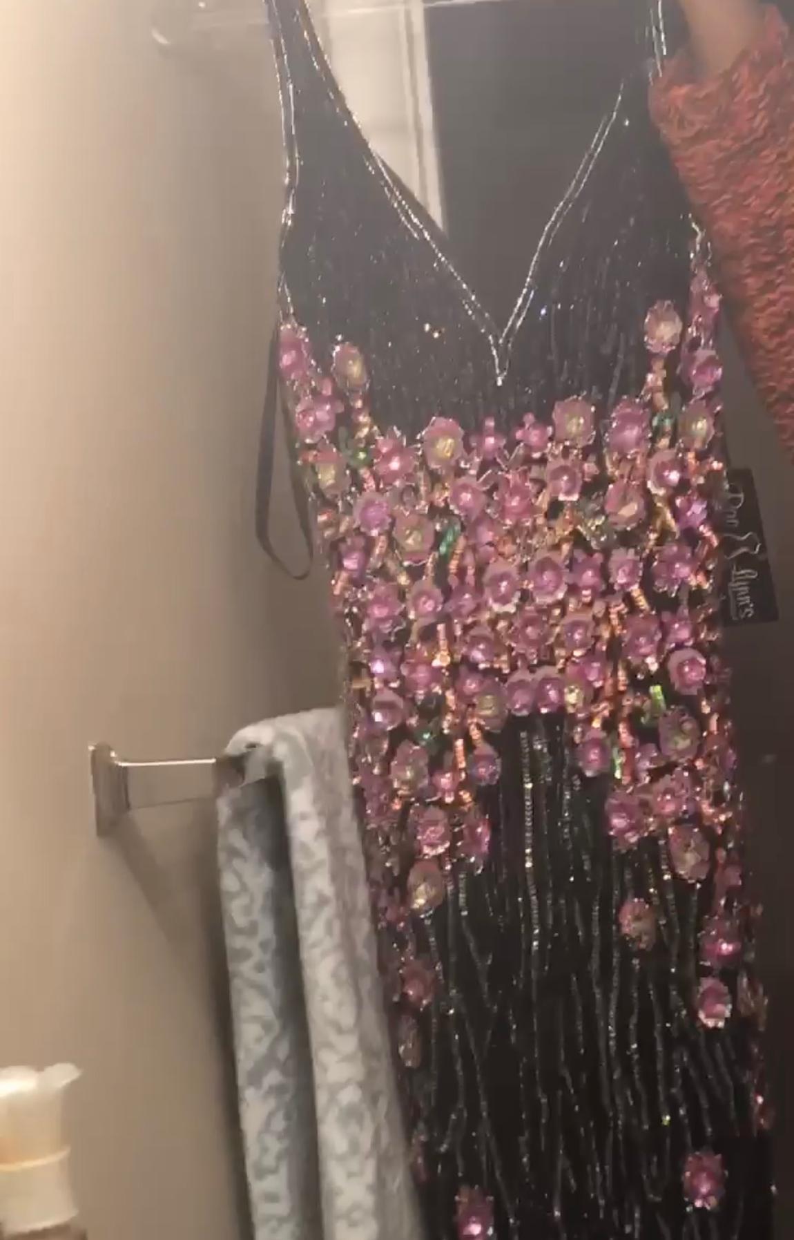 Primavera Size 12 Prom Sequined Black Side Slit Dress on Queenly