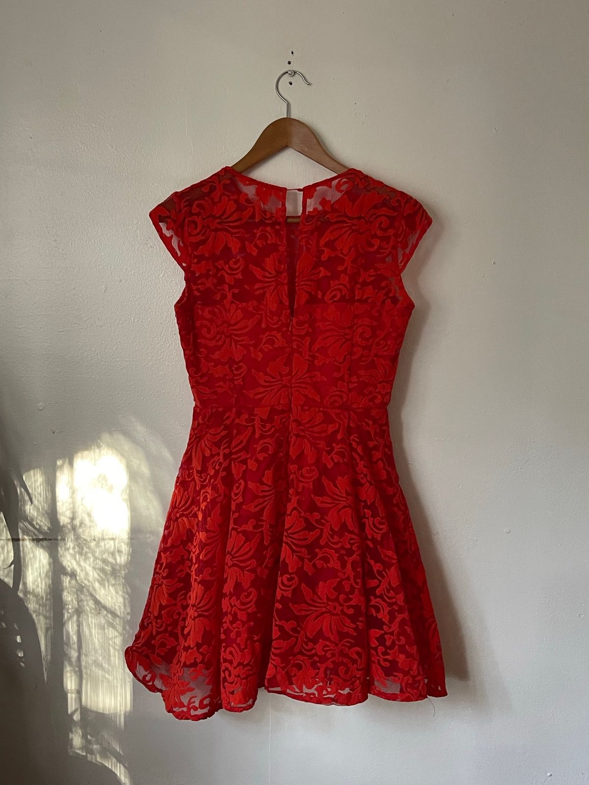 Size 2 Prom Lace Red A-line Dress on Queenly