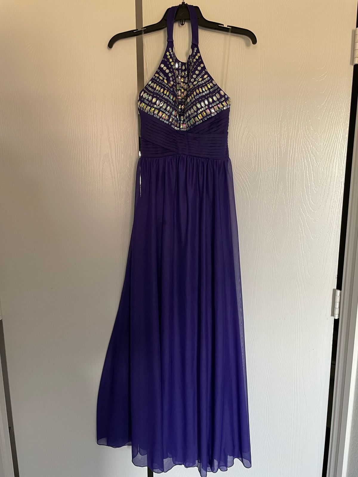 Size 4 Sequined Blue Floor Length Maxi on Queenly