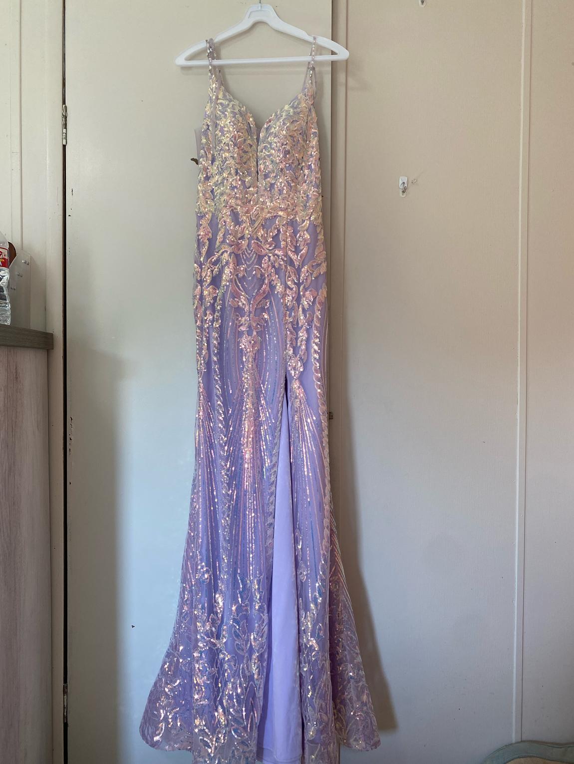 Size 2 Prom Sequined Purple Floor Length Maxi on Queenly