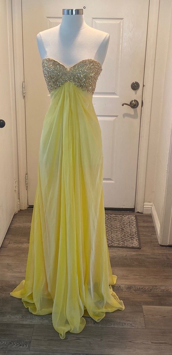 La Femme Size 0 Prom Strapless Yellow Floor Length Maxi on Queenly