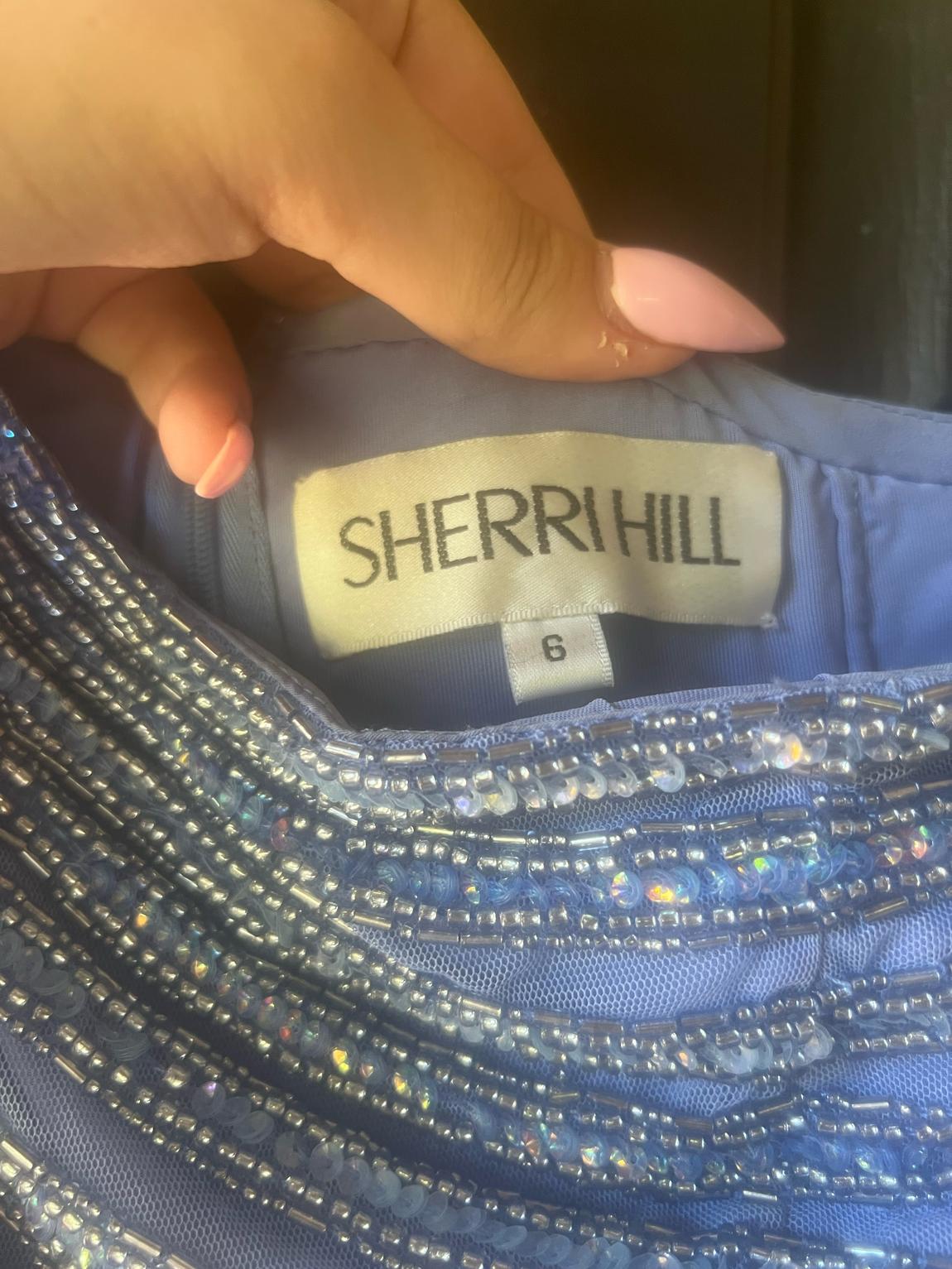 Sherri Hill Size 6 Nightclub Sequined Light Blue Cocktail Dress on Queenly