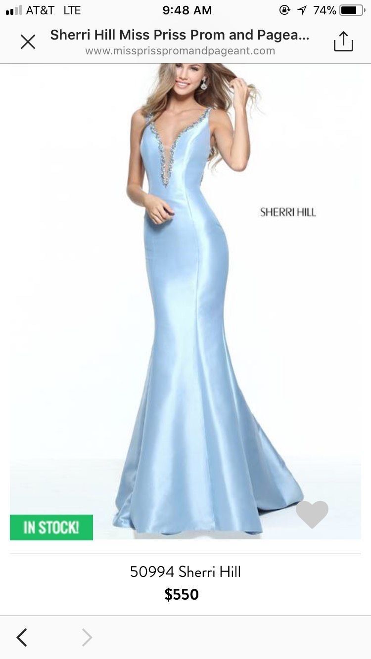 Sherri Hill Size 0 Prom Sequined Light Blue Mermaid Dress on Queenly