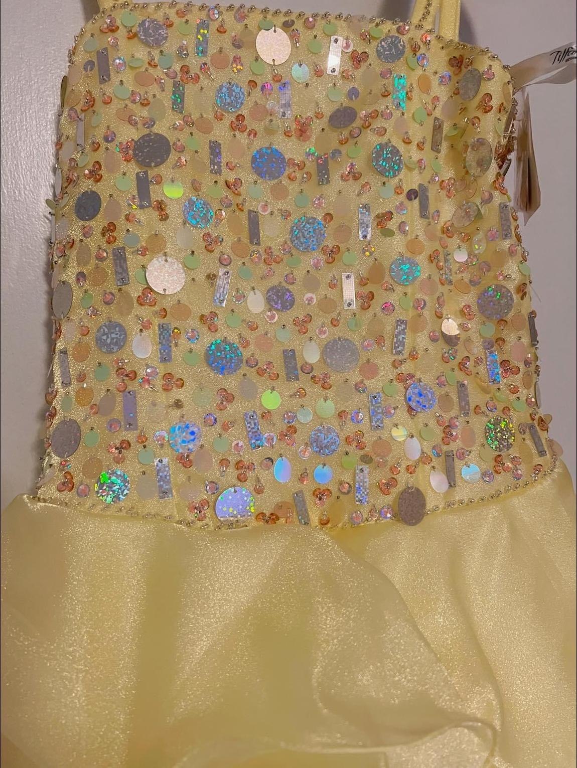 Tiffany Designs Girls Size 6 Pageant Sequined Yellow Ball Gown on Queenly